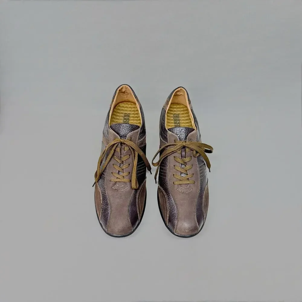 Vintage Bugarri Men’s Brown Leather and Suede Elevated Shoes - Size 7